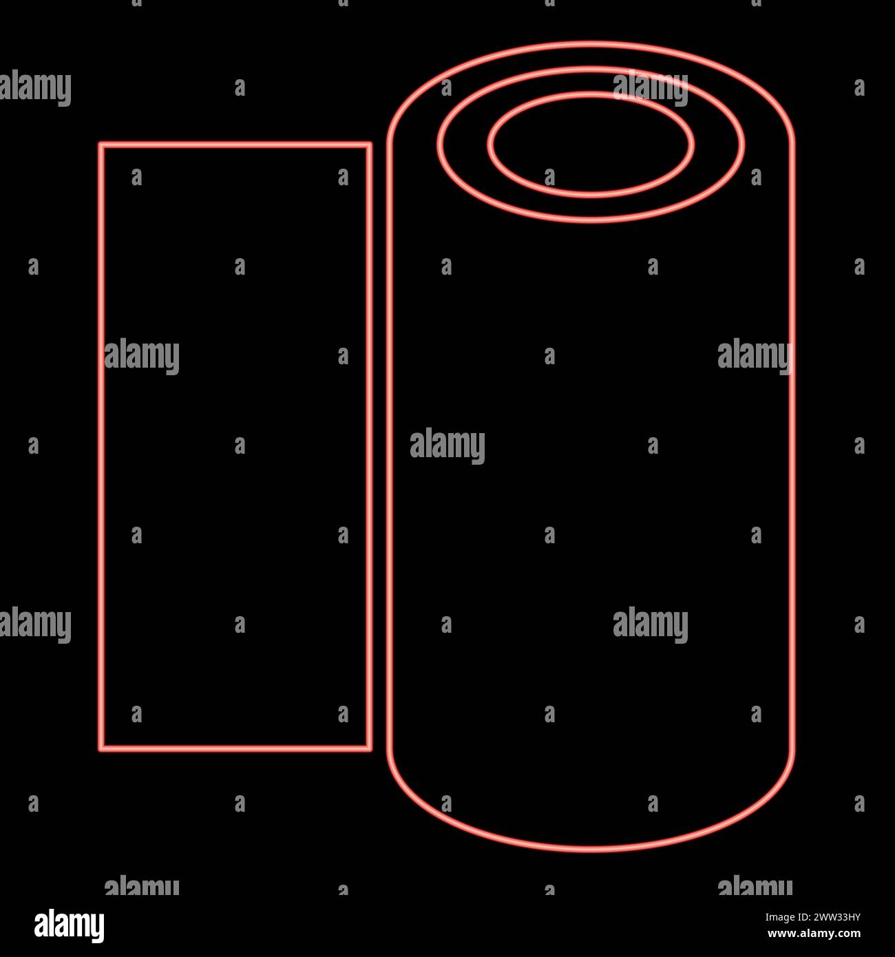 Neon Rolle Papiertuch Einweg-Verpackung Tapete Gewebe Gewebe Büro Ausrüstung rote Farbe Vektor Illustration Bild flache Art Licht Stock Vektor