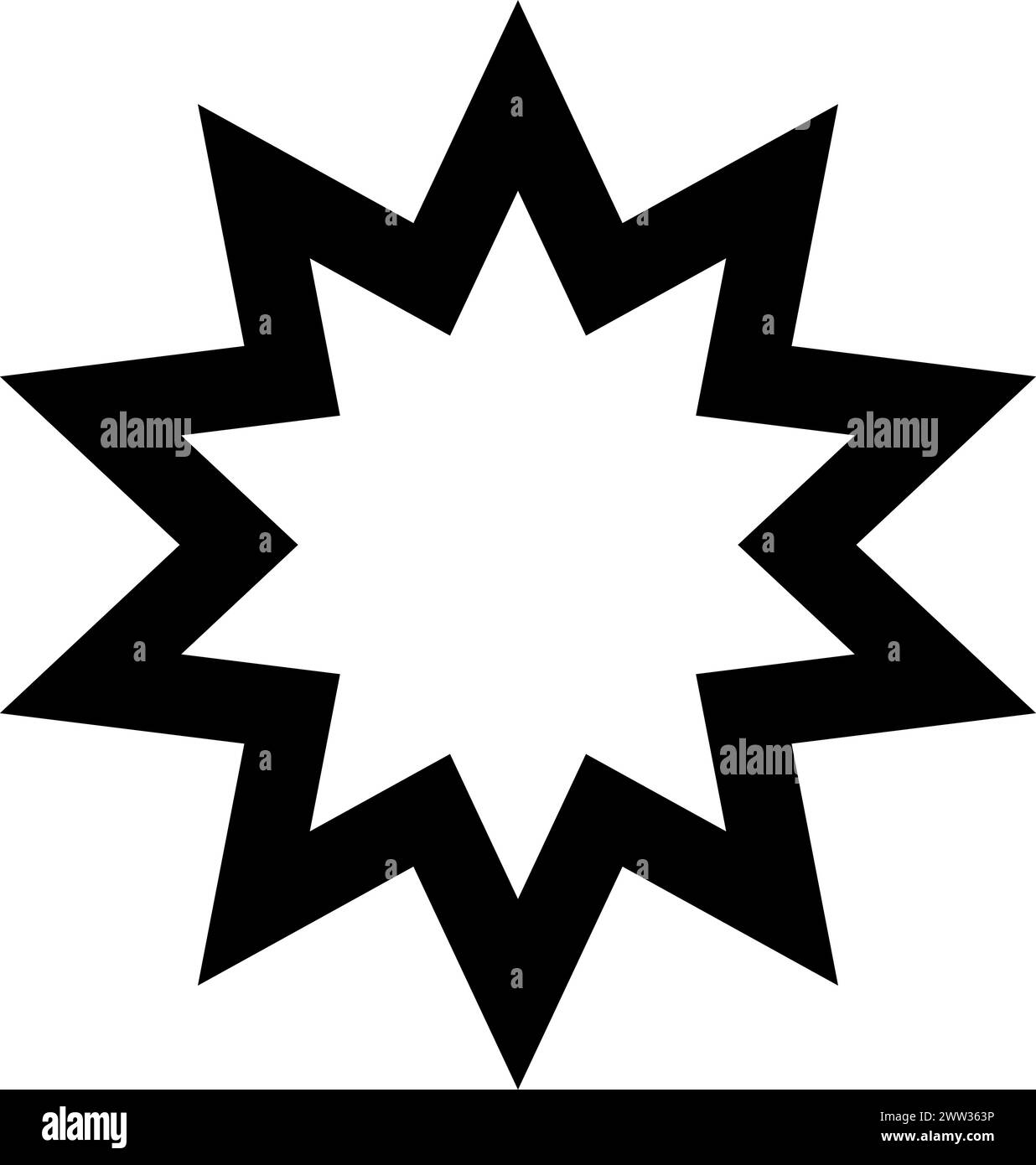 Star Bethlehem mystisches religiöses Symbol. Spirituelles Tierkreiszeichen traditioneller Kult- und Verehrungskultur. Einfaches Schwarzweiß-Vektorisolat Stock Vektor
