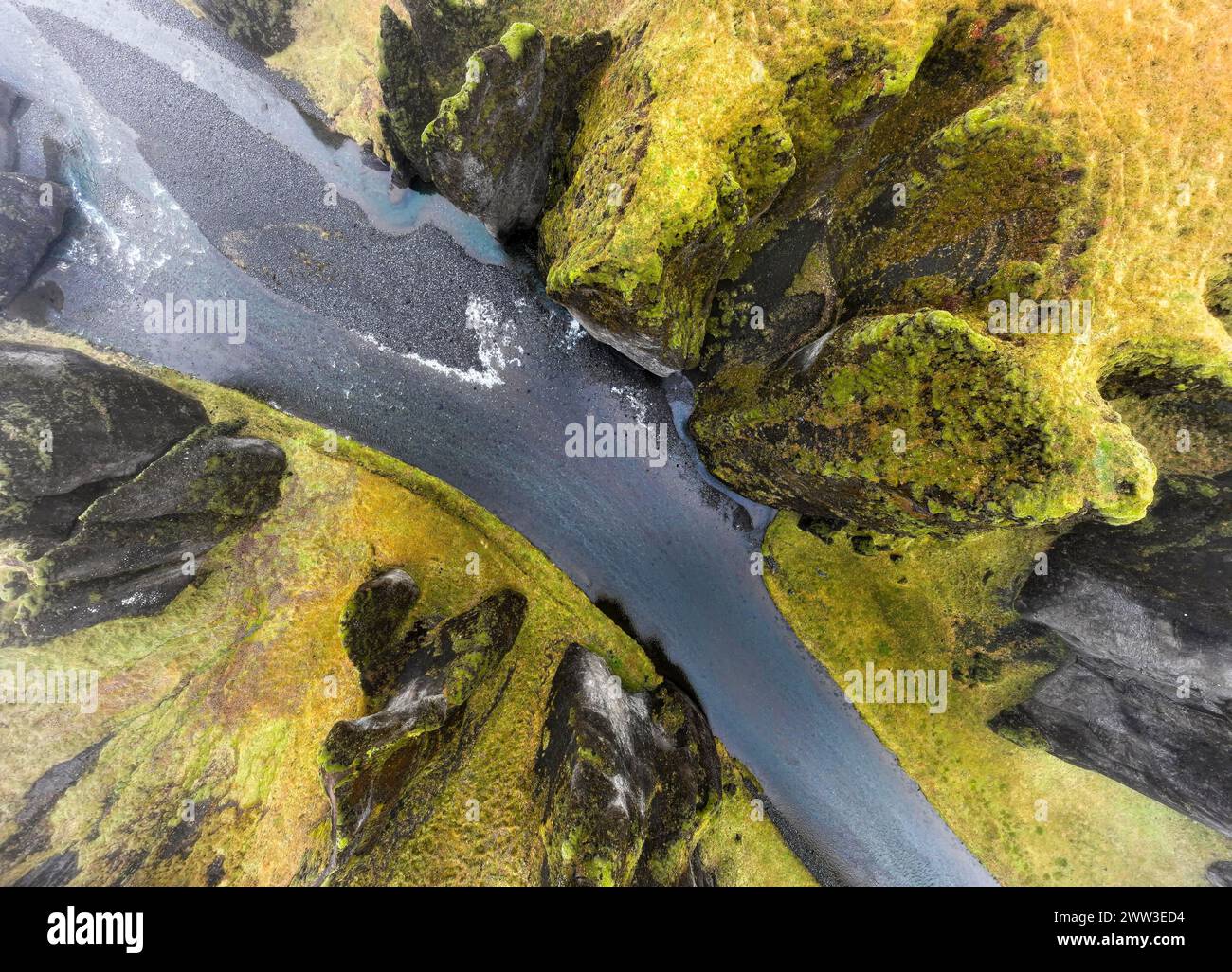 Fjadrarglijufur Canyon, Justin Bieber Canyon, Drohnenaufnahme, Sudurland, Island Stockfoto