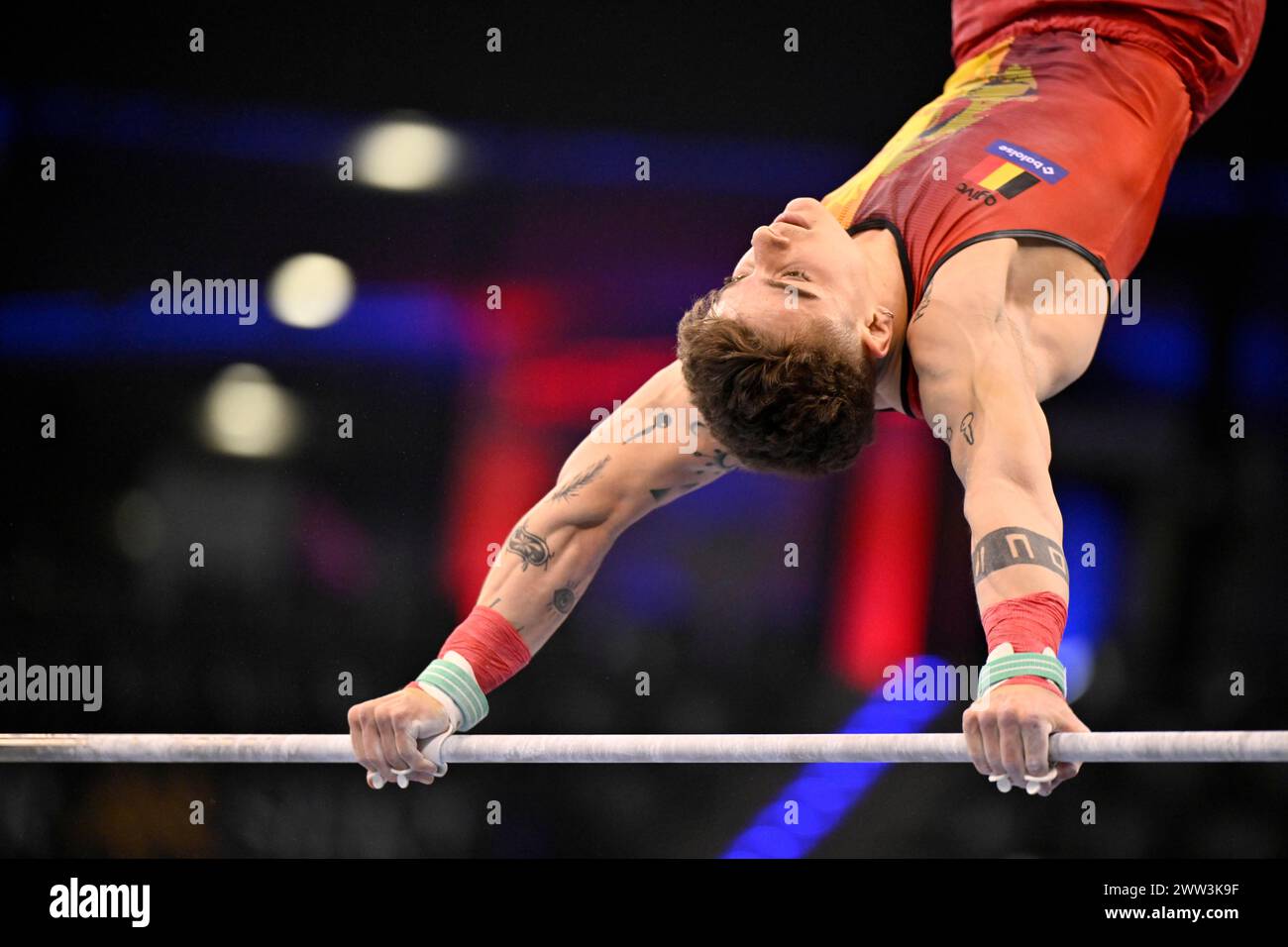 Victor Martinez BEL, High Bar, Gymnastik, Kunstgymnastik, Turner, Männer, EnBW DTB-Pokal, Porsche-Arena, Stuttgart, Baden-Württemberg, Deutschland Stockfoto