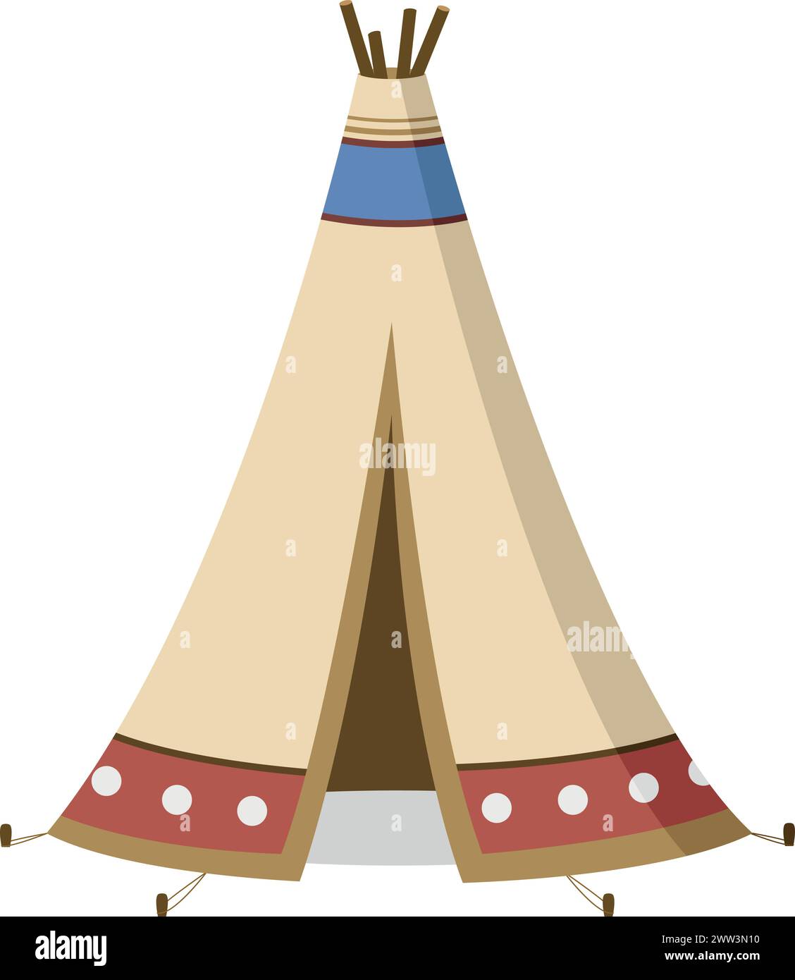 Vektor-Illustration eines traditionellen amerikanischen Tipi im Zeichentrickstil isoliert auf weißem Hintergrund. Traditionelle Häuser der World Series Stock Vektor