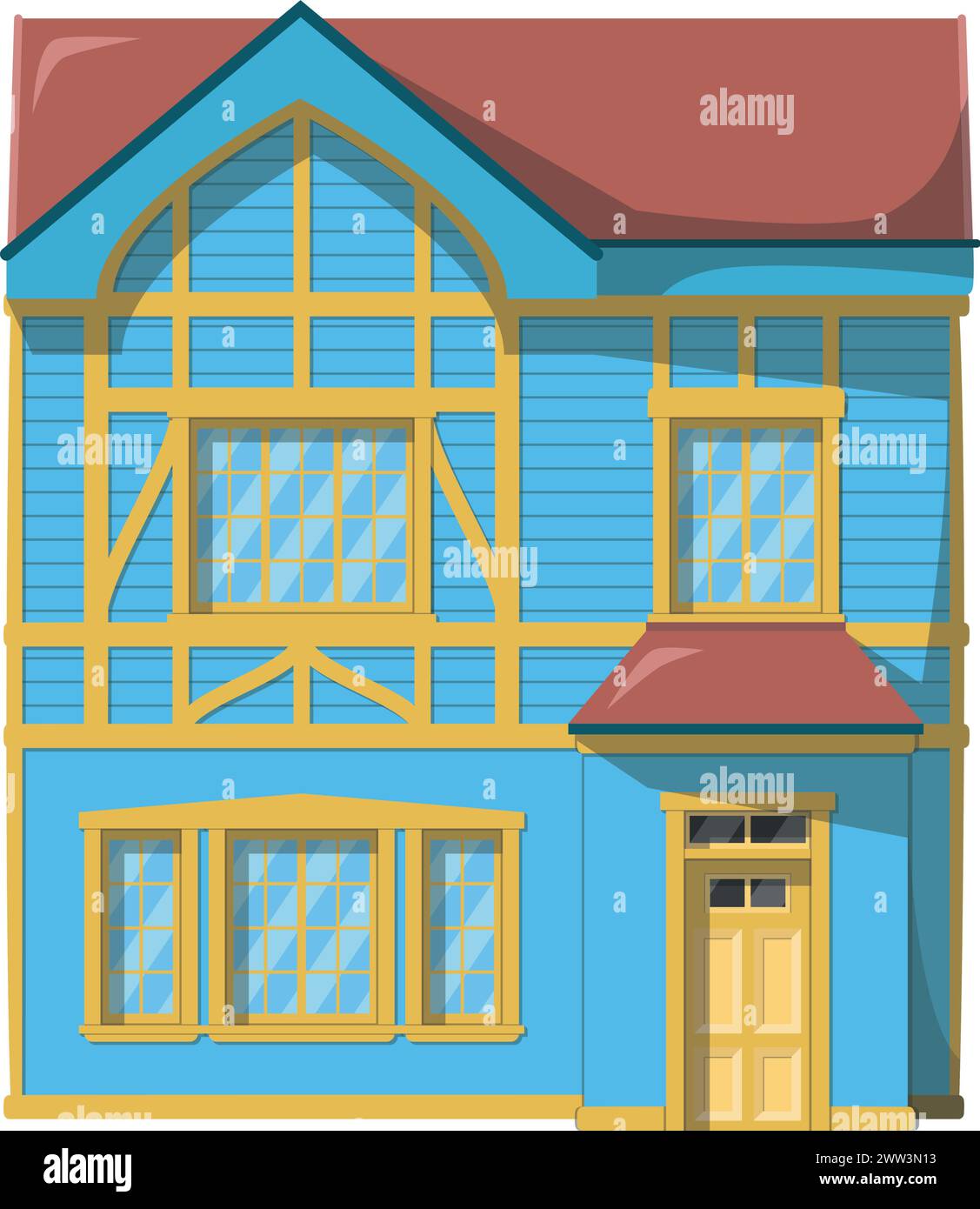 Vektor-Illustration eines traditionellen Valparaiso-Hauses im Zeichentrickstil isoliert auf weißem Hintergrund. Traditionelle Häuser der World Series Stock Vektor
