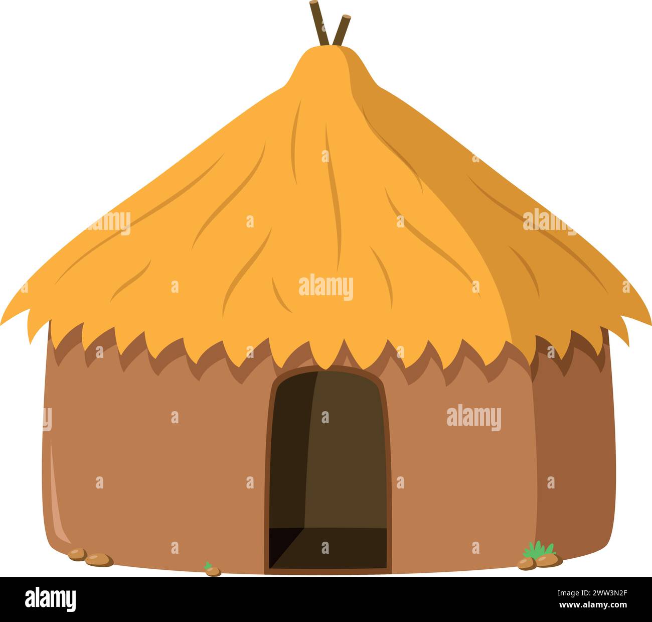 Vektor-Illustration einer traditionellen Masaai-Schlammhütte im Zeichentrickstil isoliert auf weißem Hintergrund. Traditionelle Häuser der World Series Stock Vektor