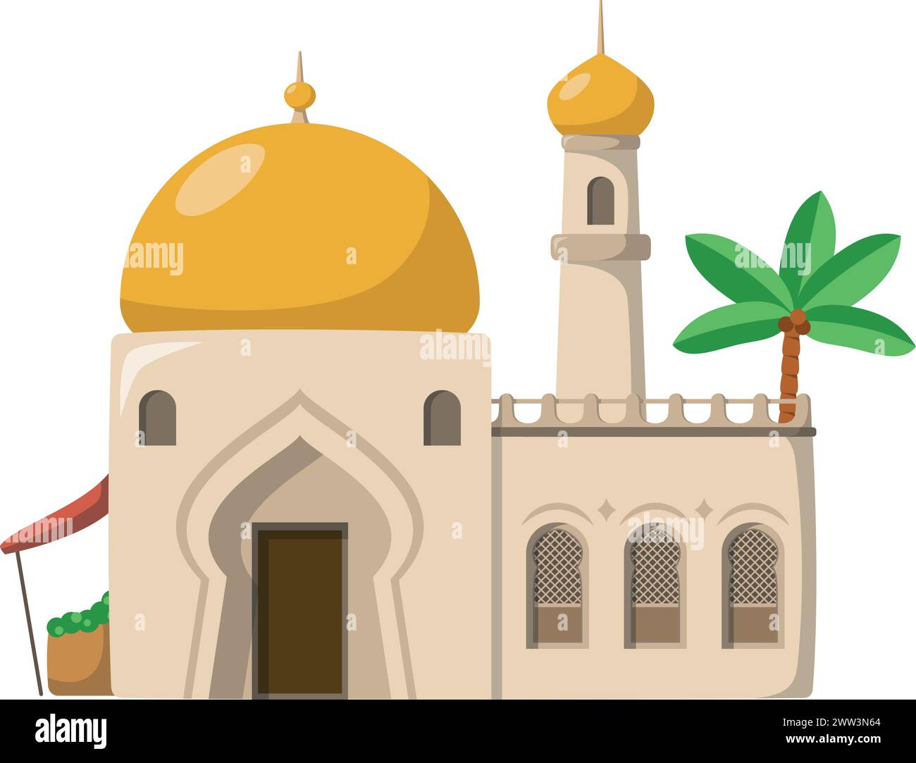 Vektor-Illustration eines traditionellen arabischen Hauses im Zeichentrickstil isoliert auf weißem Hintergrund. Traditionelle Häuser der World Series Stock Vektor