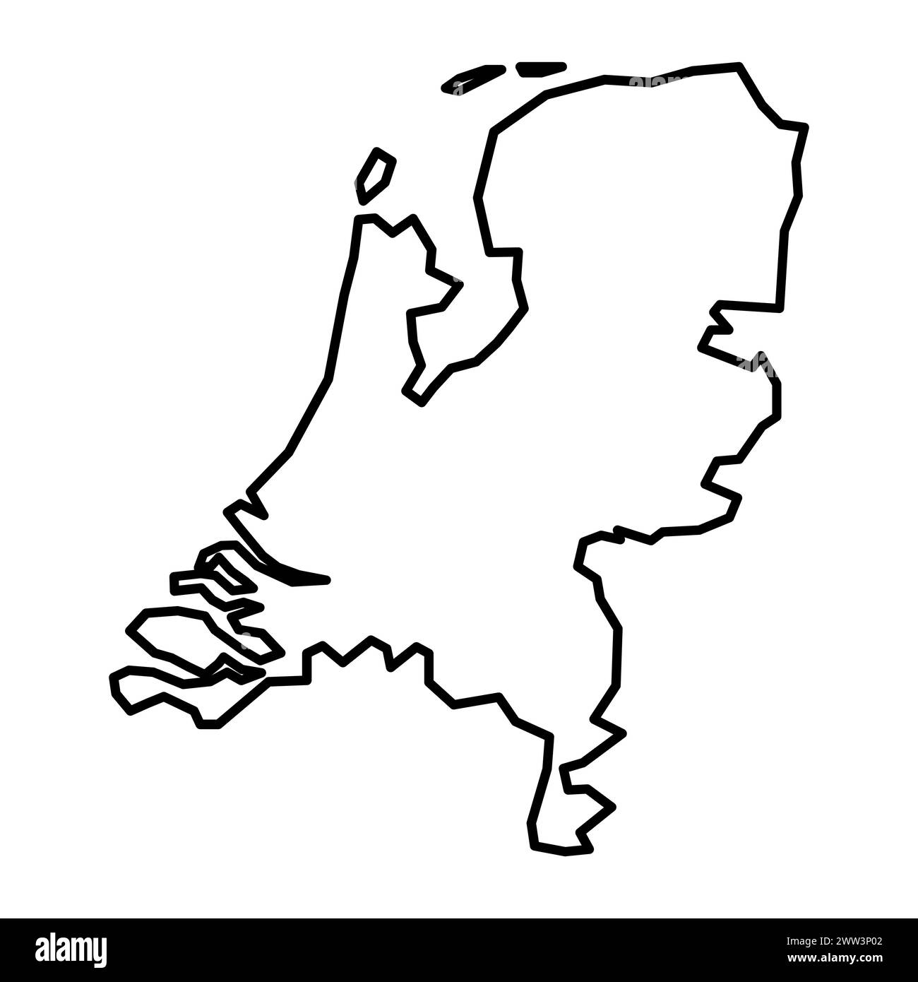 Vektor niederlande Umrisskarte auf weißem Hintergrund Stock Vektor