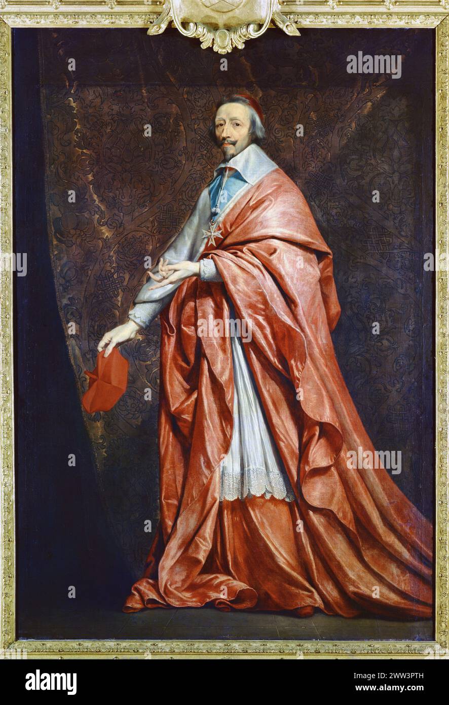 Kardinal Richelieu. Gemälde von Philippe de Champaigne (1602-1674). Musée du Louvre, Paris. - Armand Jean du Plessis de Richelieu Stockfoto