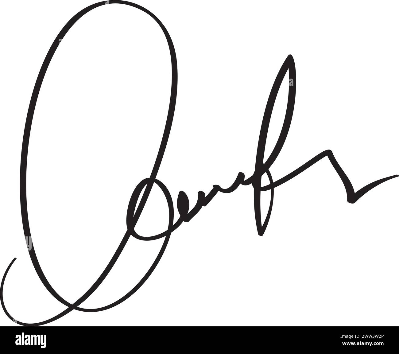 Manuelle Unterschrift für Dokumente auf weißem Hintergrund. Hand gezeichnete Kalligraphie-Schriftzüge Vektor-Illustration Stock Vektor