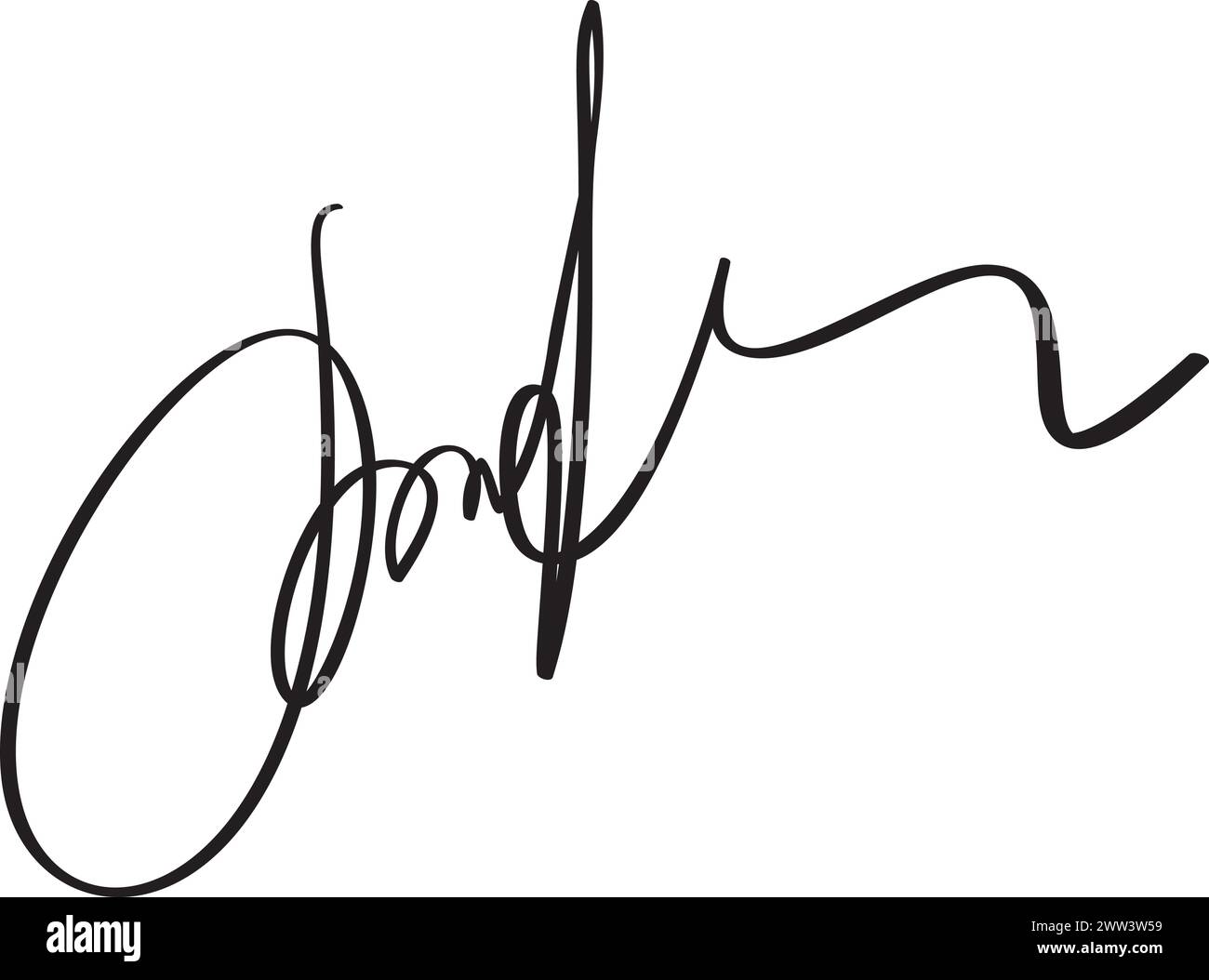 Manuelle Unterschrift für Dokumente auf weißem Hintergrund. Hand gezeichnete Kalligraphie-Schriftzüge Vektor-Illustration Stock Vektor