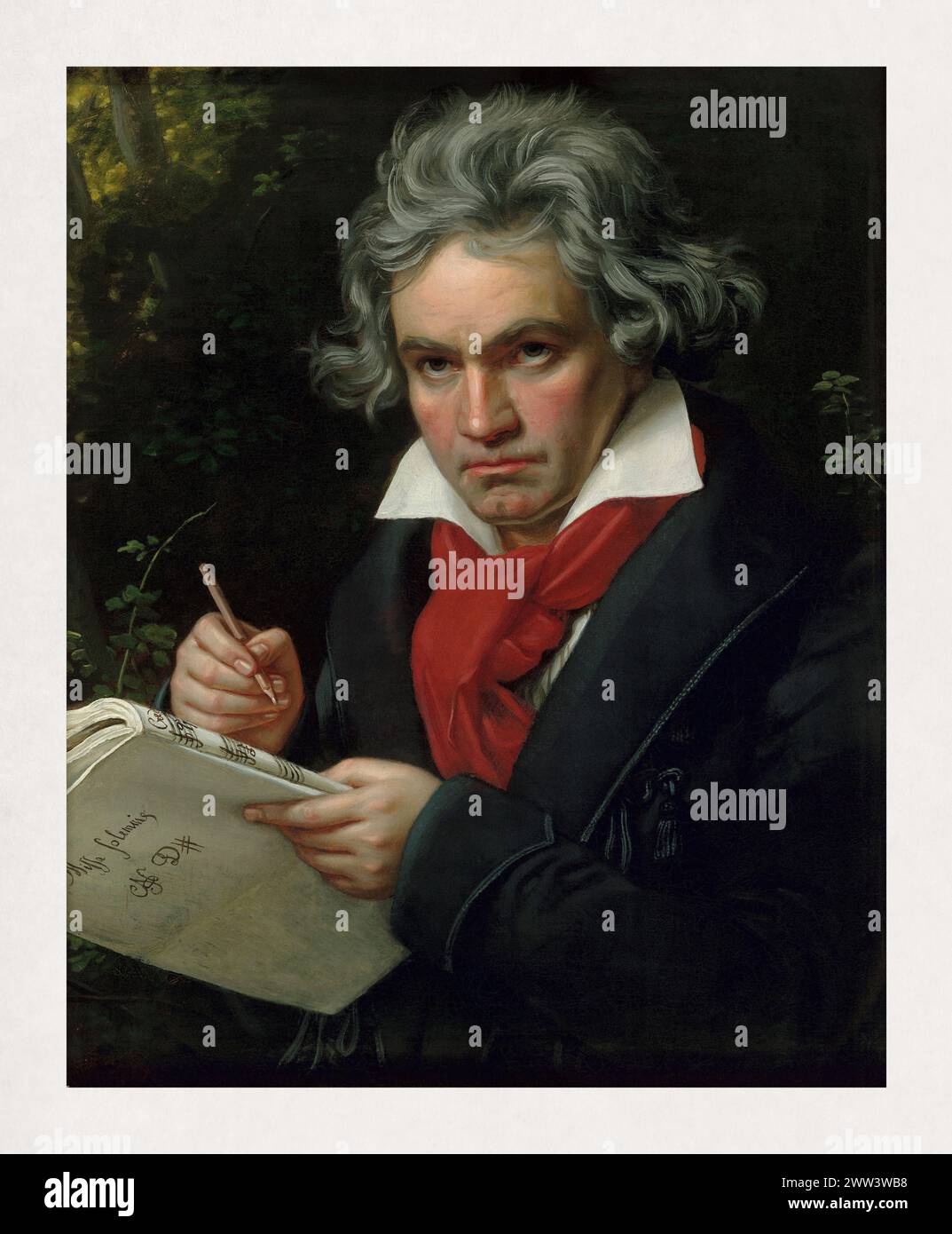 Porträt des deutschen Komponisten und Pianisten Ludwig van Beethoven aus dem Jahr 1820 von Joseph Karl Stieler. Stockfoto