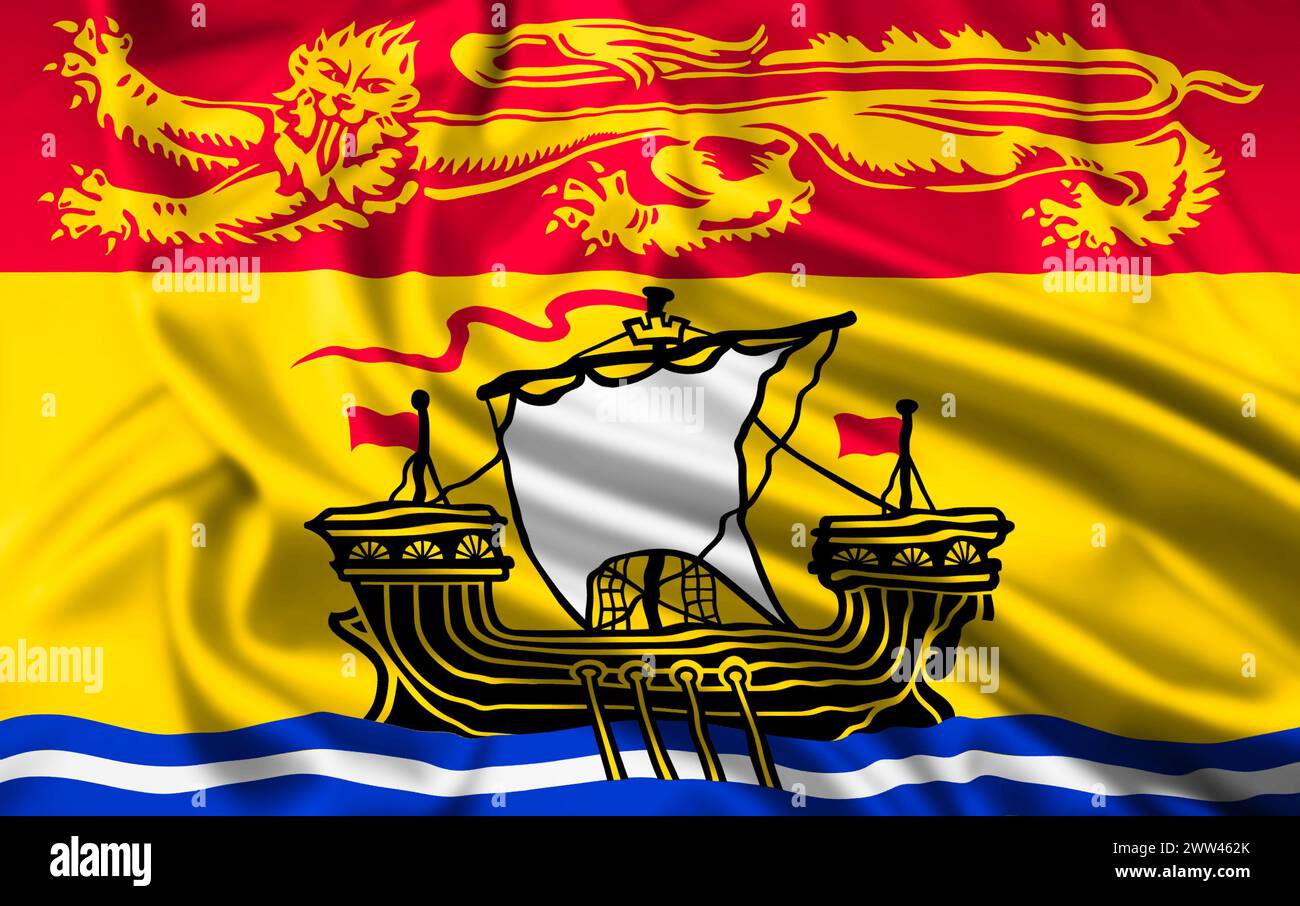 Flagge der kanadischen Provinz New Brunswick mit Ripple-Effekt Stockfoto