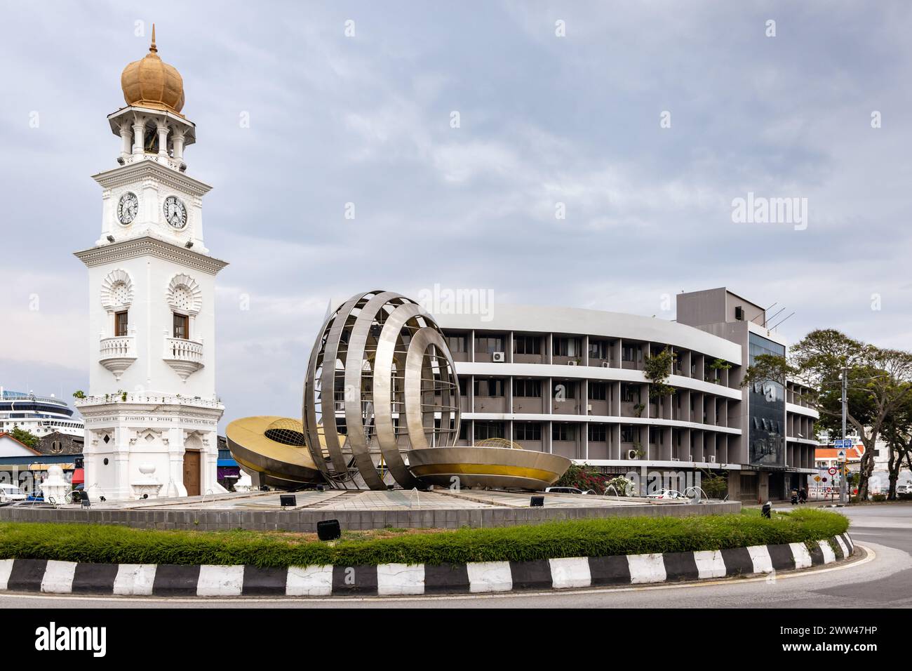 Der Queen Victoria Memorial Clock Tower, ein historisches Wahrzeichen zur Erinnerung an das Diamantenjubiläum von Königin Victoria, Georgetown, Penang, Malaysia Stockfoto