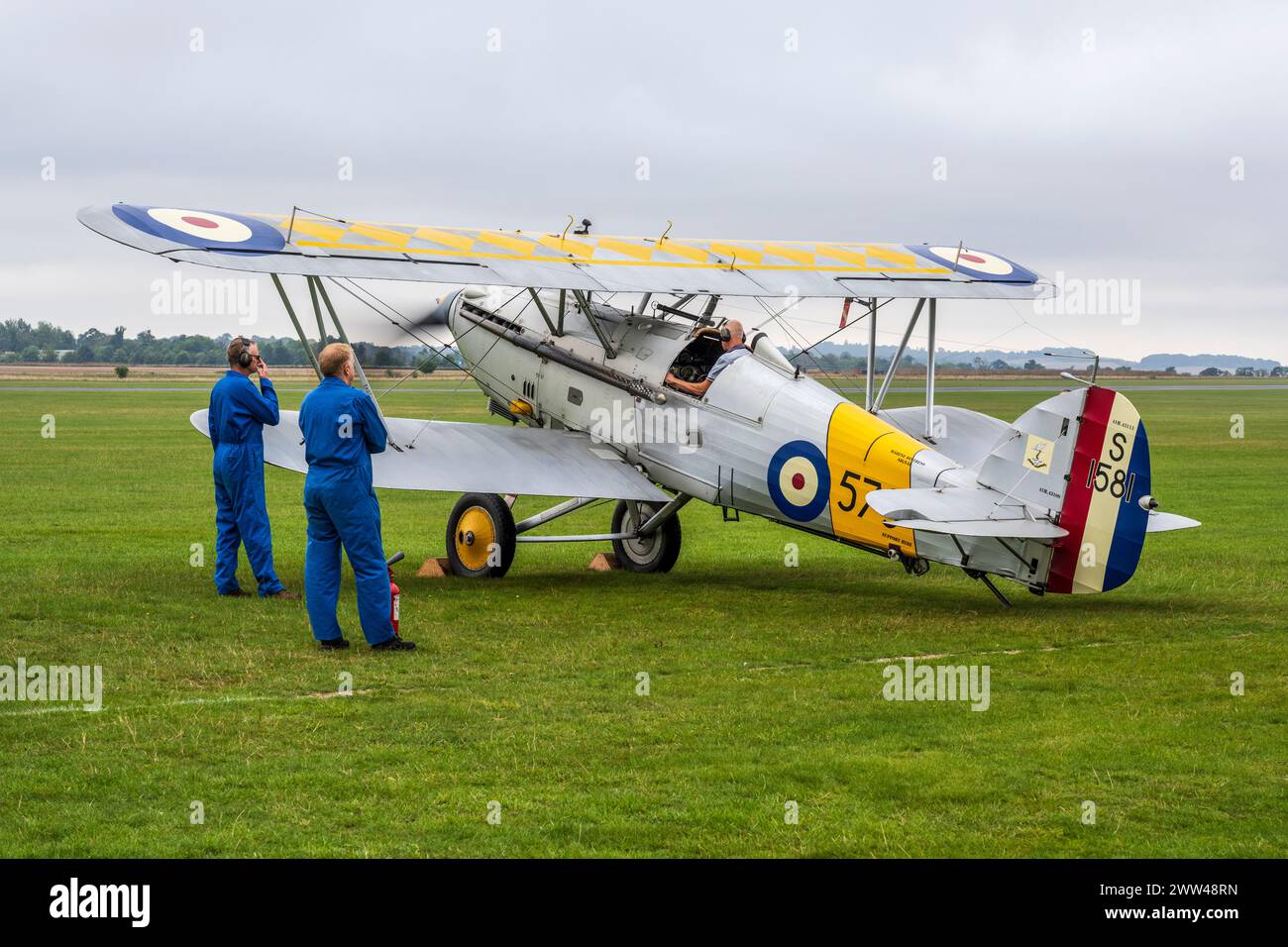 Hawker Nimrod Mk 1 S1581 (G-BWWK) startete auf der Duxford Battle of Britain Air Show 2022, Duxford Airfield, Cambridgeshire, England, Großbritannien Stockfoto