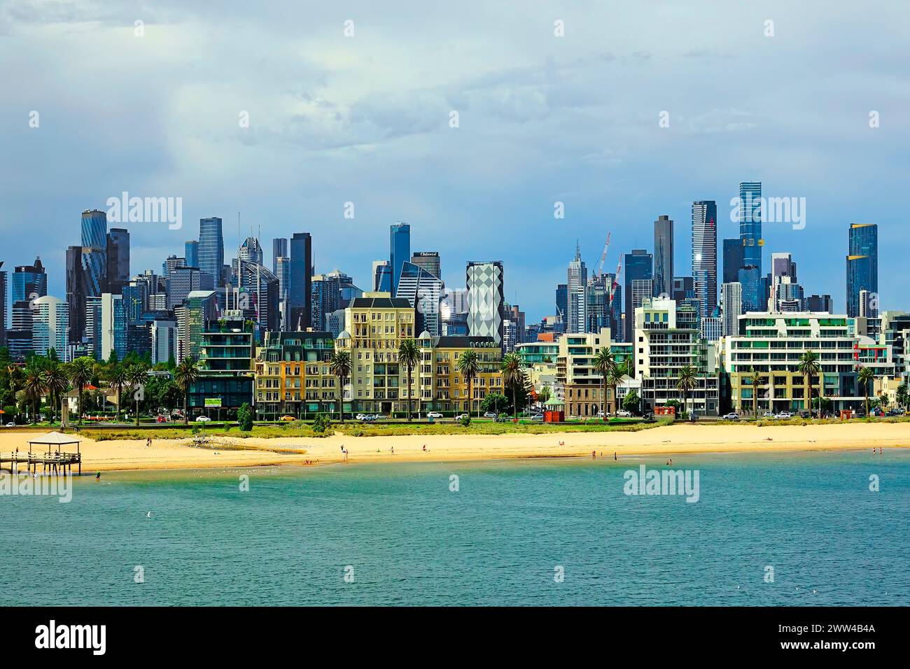 Melbourne Australien Skyline Victoria Port Phillip Bay Indischer Ozean Stockfoto