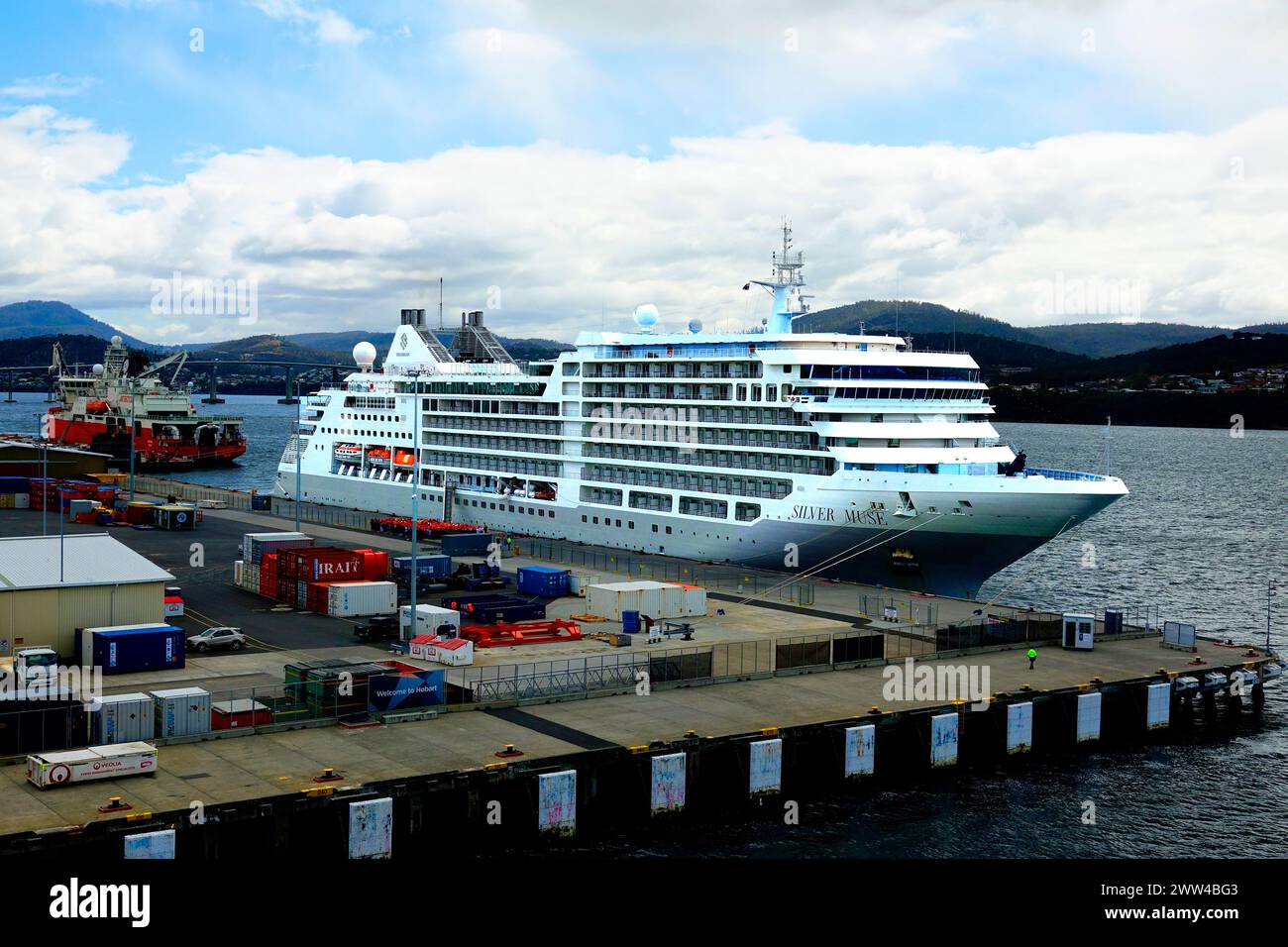 Oceania Regatta Kreuzfahrtschiff Hobart Tasmanien Australien River Derwent Indischer Ozean Südpazifik Stockfoto
