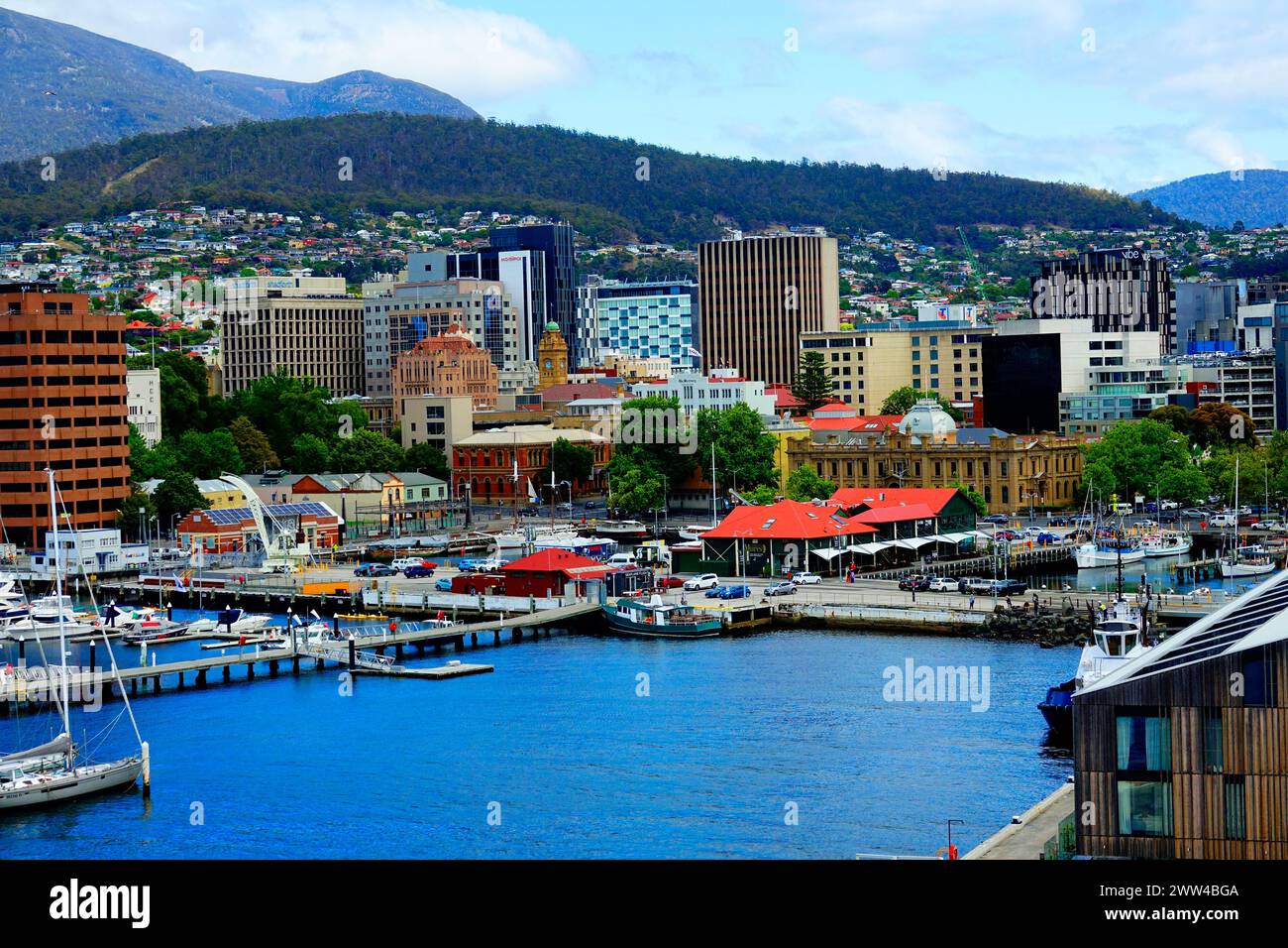 Hobart Tasmania Harbour CBD Australia River Derwent Indischer Ozean Südpazifik Stockfoto