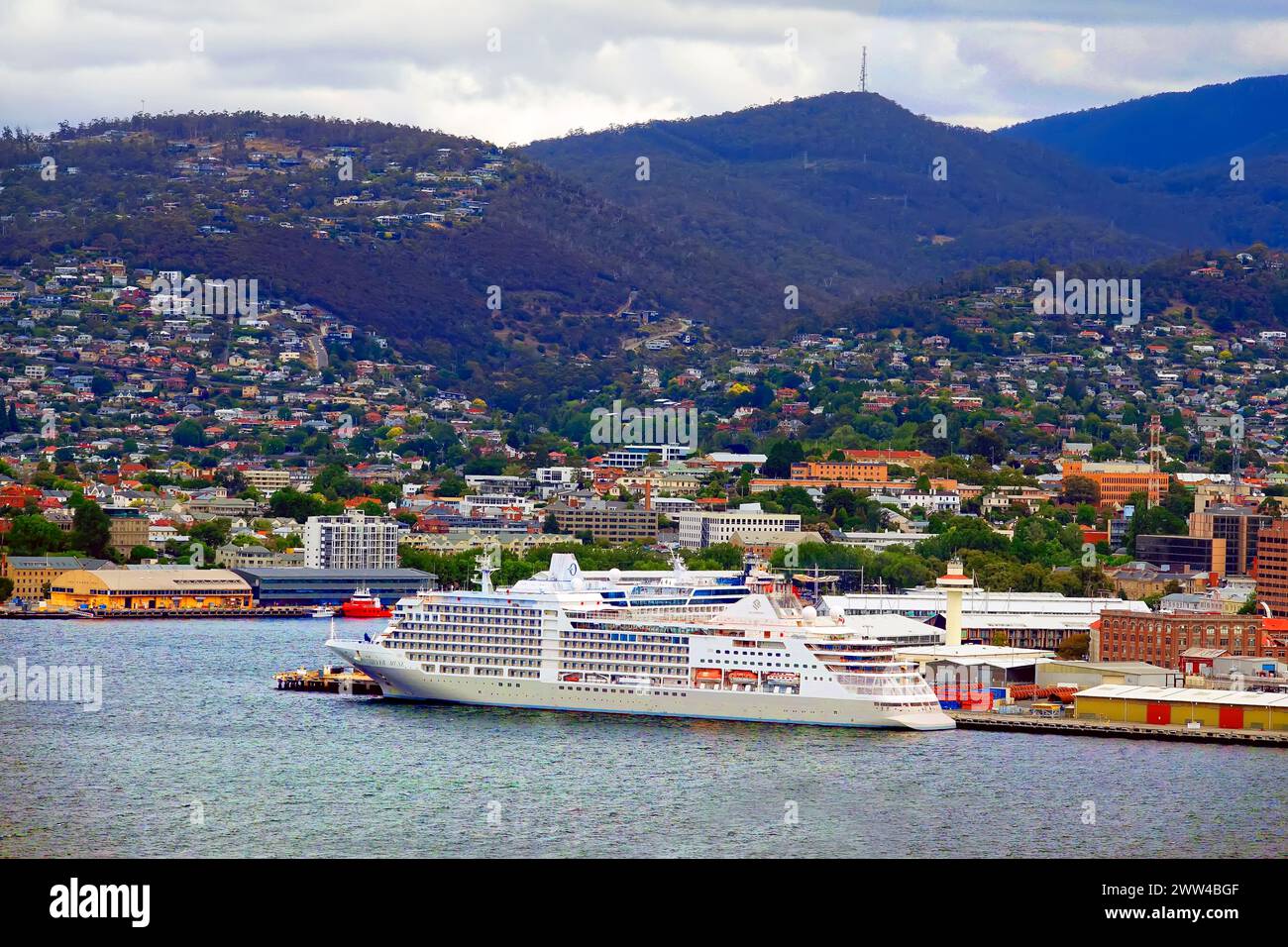Oceania Regatta Kreuzfahrtschiff Hobart Tasmanien Australien River Derwent Indischer Ozean Südpazifik Stockfoto