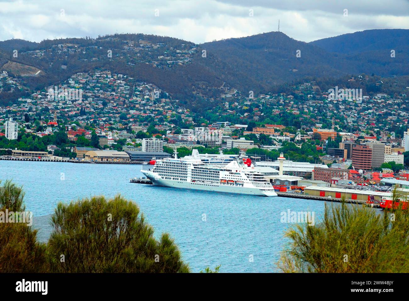 Oceania Regatta Kreuzfahrtschiff Hobart Tasmanien Australien River Derwent Indischer Ozean Südpazifik Stockfoto