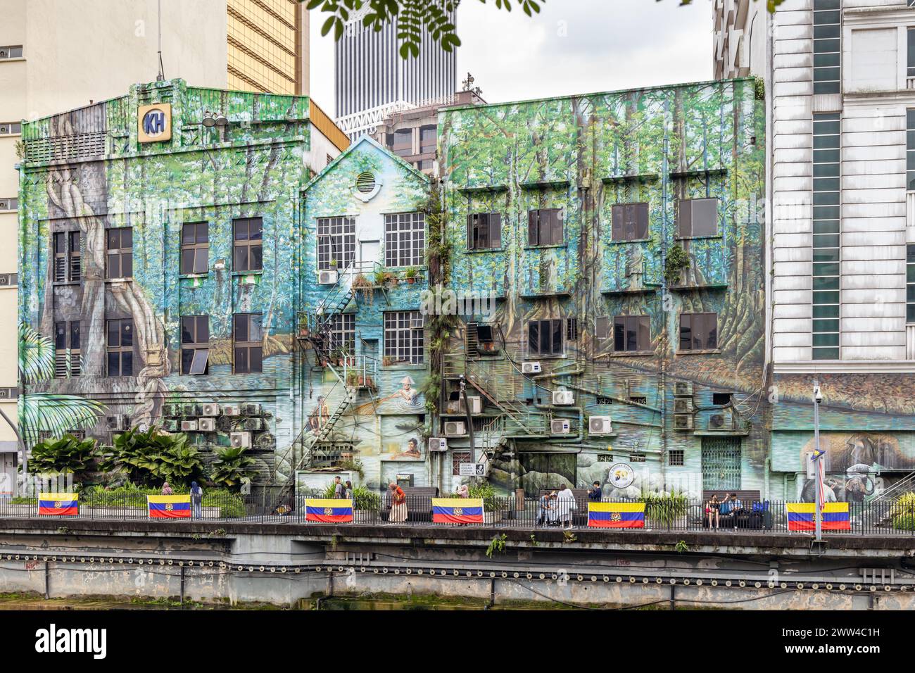 Wandbilder am Fluss des Lebens (Klang River), Kuala Lumpur, Malaysia Stockfoto