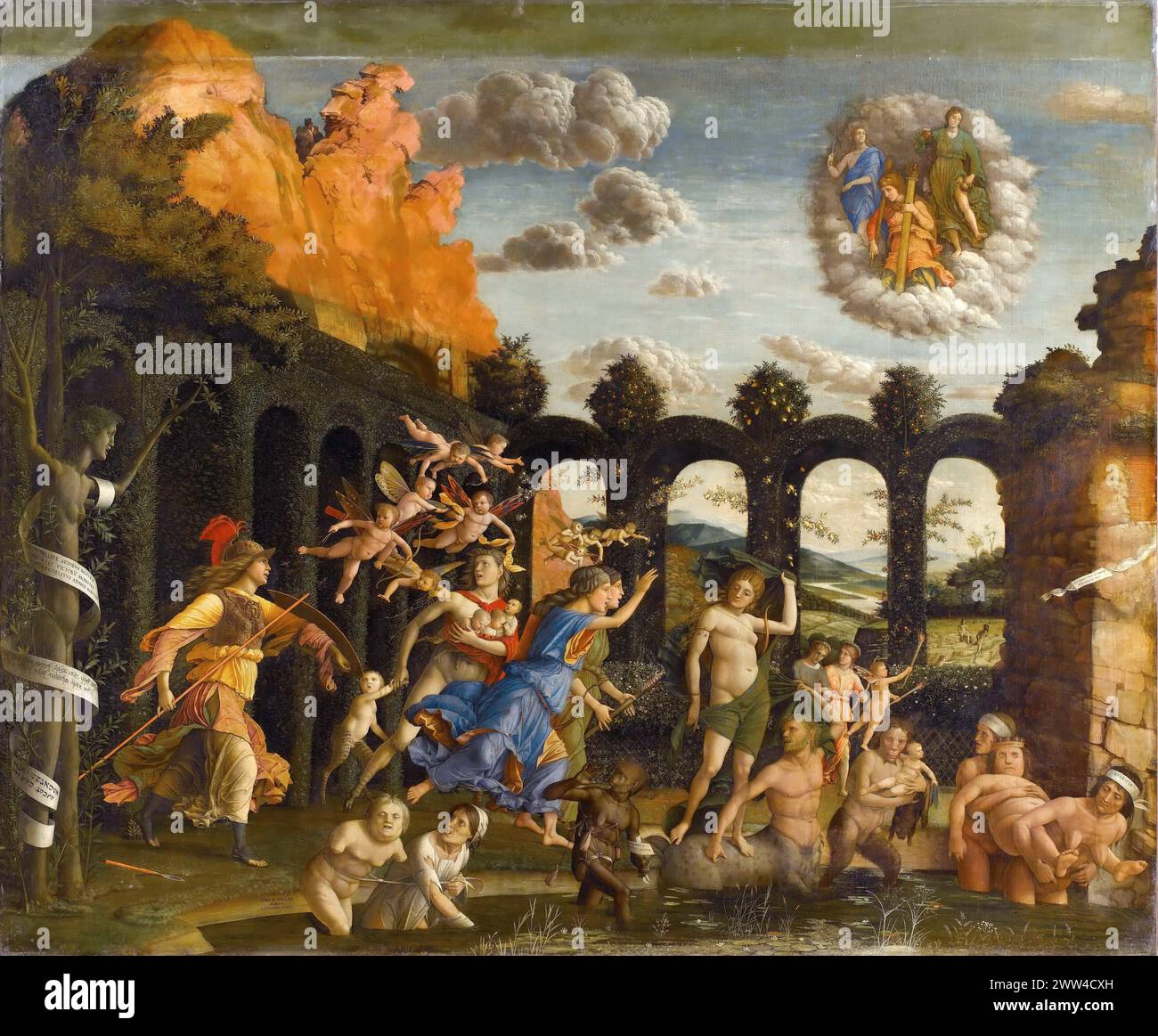 Andrea Mantegna Triumph der Tugenden oder Minerva vertreibt die Vices aus dem Garten der Tugend Stockfoto