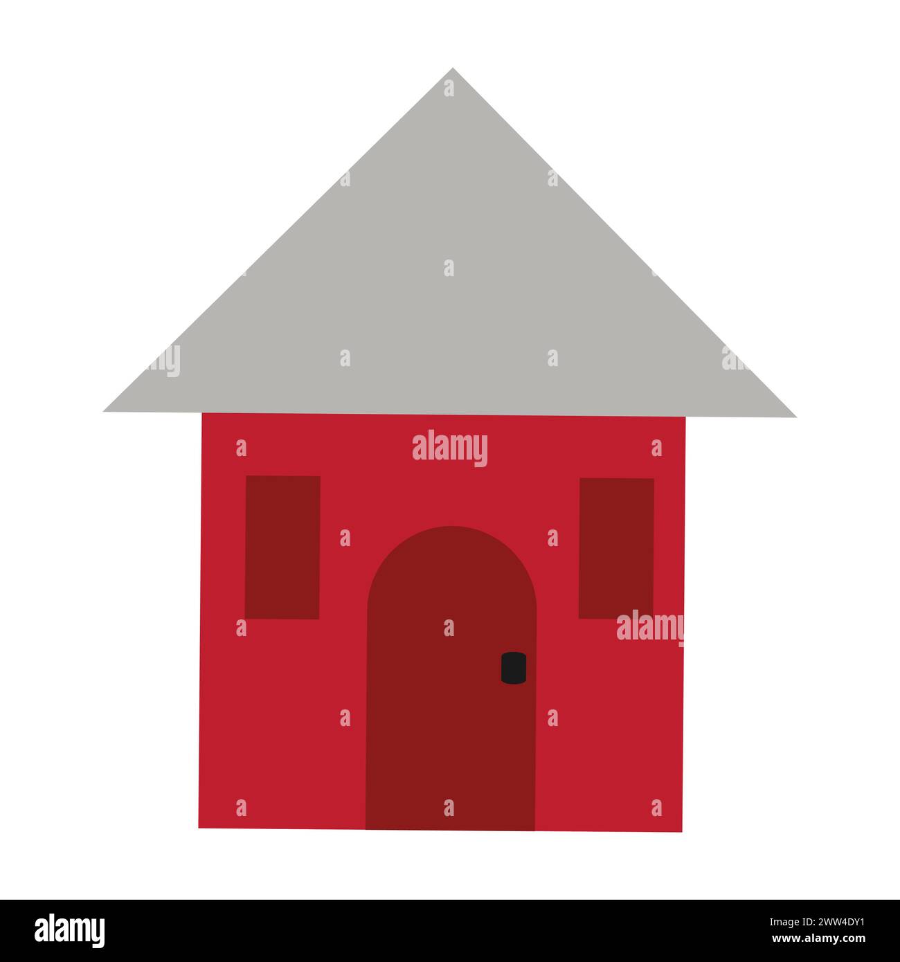 Kleines Rotes Haus Mit Grauem Dreiecksdach Stock Vektor