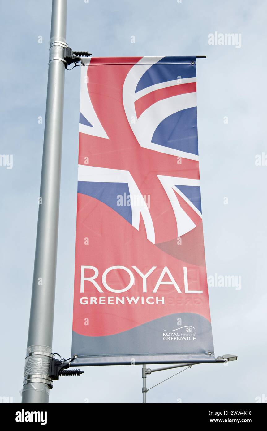 Flagge für Royal Borough of Greenwich, Greenwich, South London, UK Stockfoto