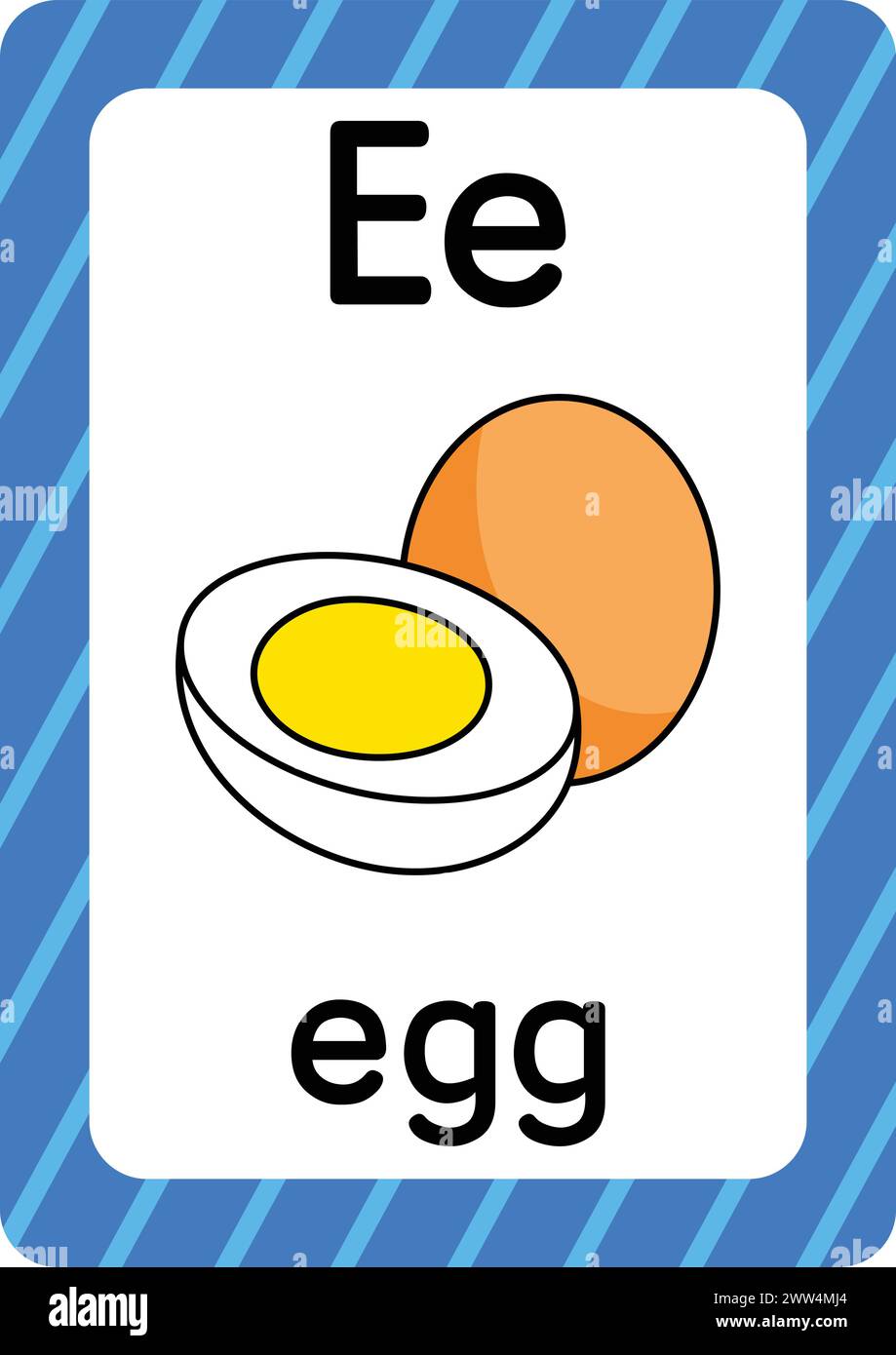 ABC-Karteikarten. Brief, Wort und Bild. Lehrkarten für Kinder. Alphabet Wort und Bild. Alphabetseiten für Kinder. Stock Vektor