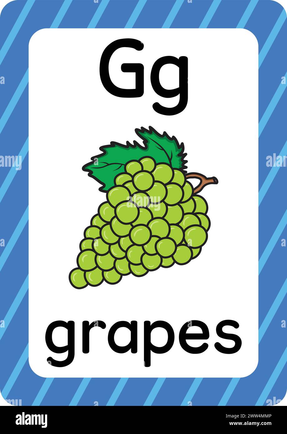 ABC-Karteikarten. Brief, Wort und Bild. Lehrkarten für Kinder. Alphabet Wort und Bild. Alphabetseiten für Kinder. Stock Vektor