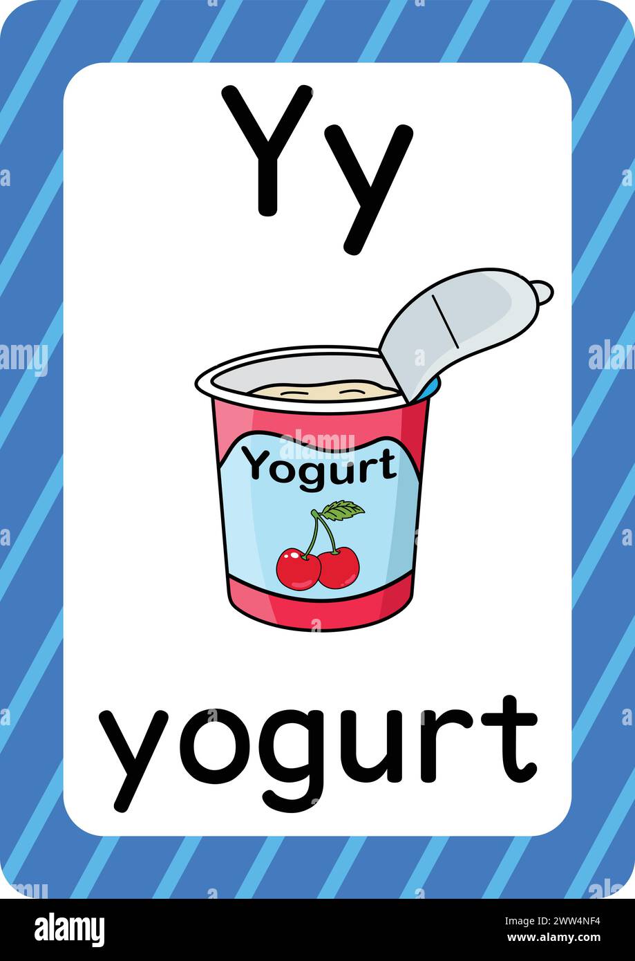 ABC-Karteikarten. Brief, Wort und Bild. Lehrkarten für Kinder. Alphabet Wort und Bild. Alphabetseiten für Kinder. Stock Vektor