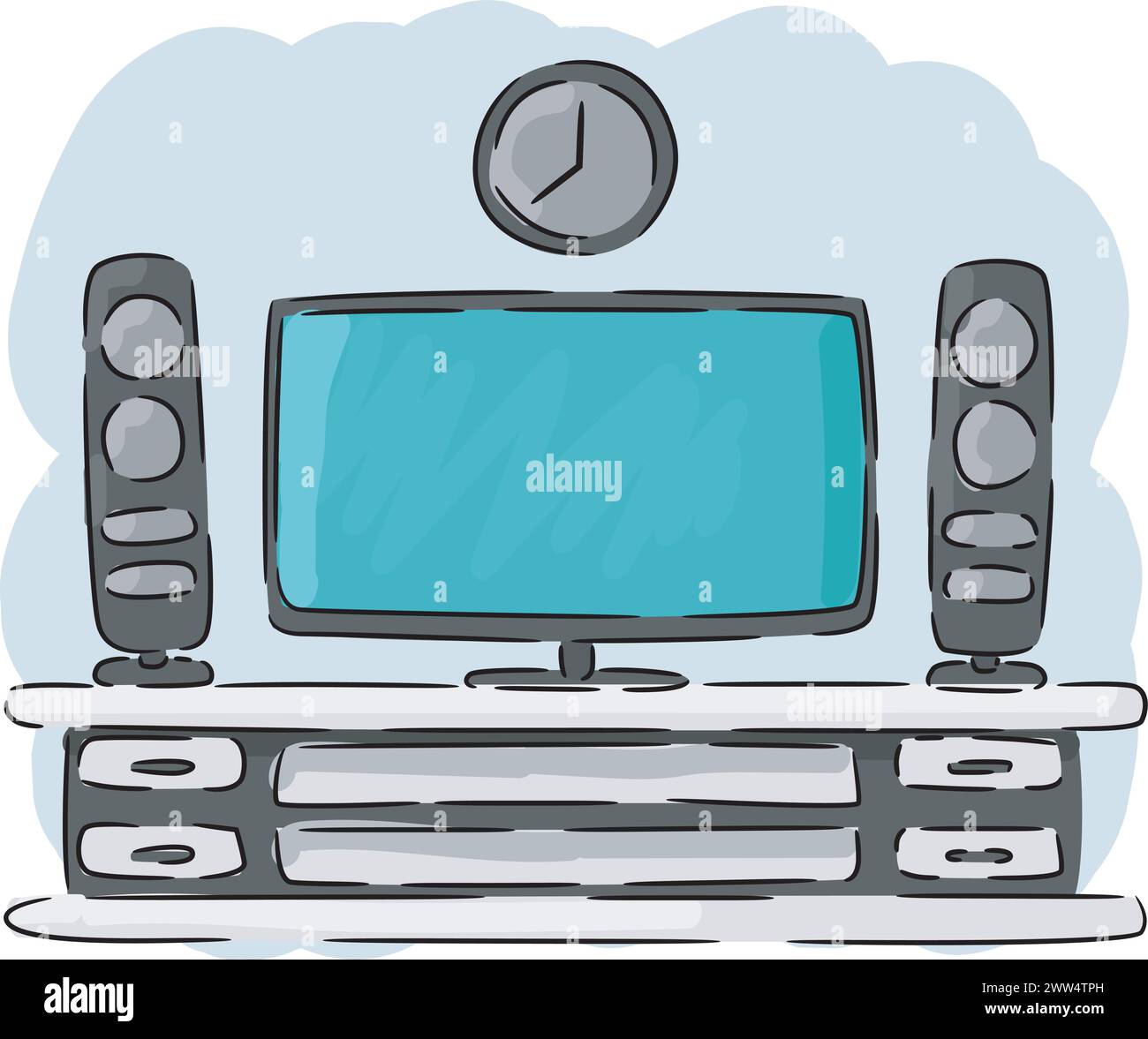 Home Entertainment-Handzeichnung, Vektorillustration Stock Vektor