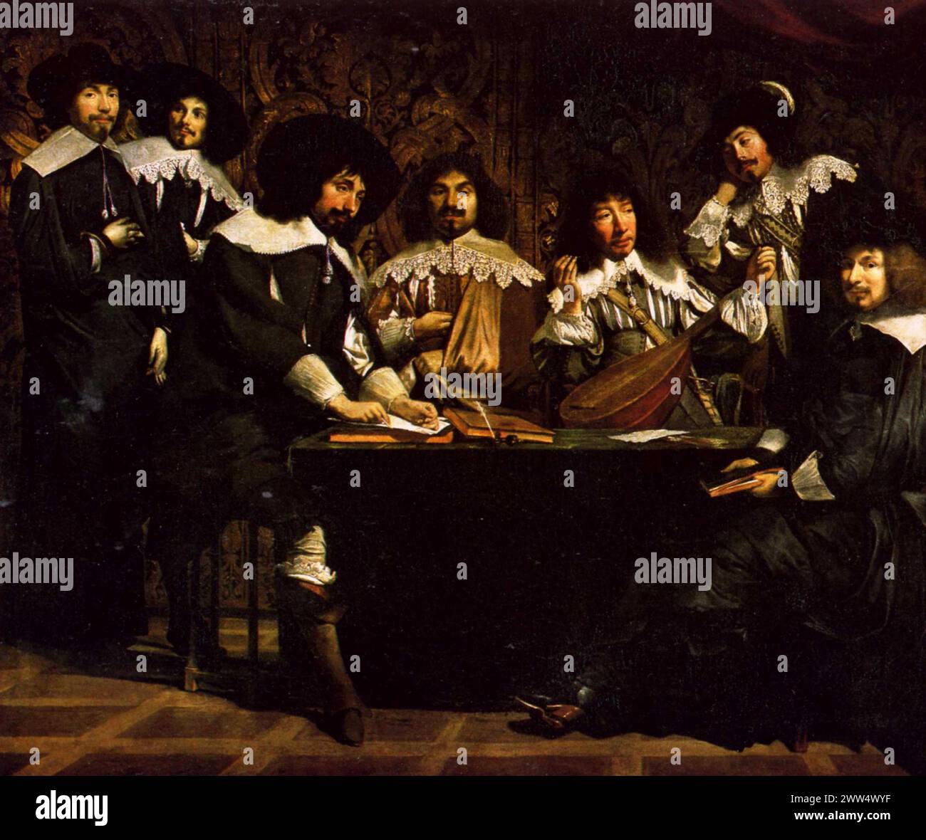 Antoine Le Nain (ca. 1588–1648), Louis Le Nain (ca. 1593–1648) oder Mathieu Le Nain (1607–1677) – die Akademie oder der unterbrochene Akkord Stockfoto