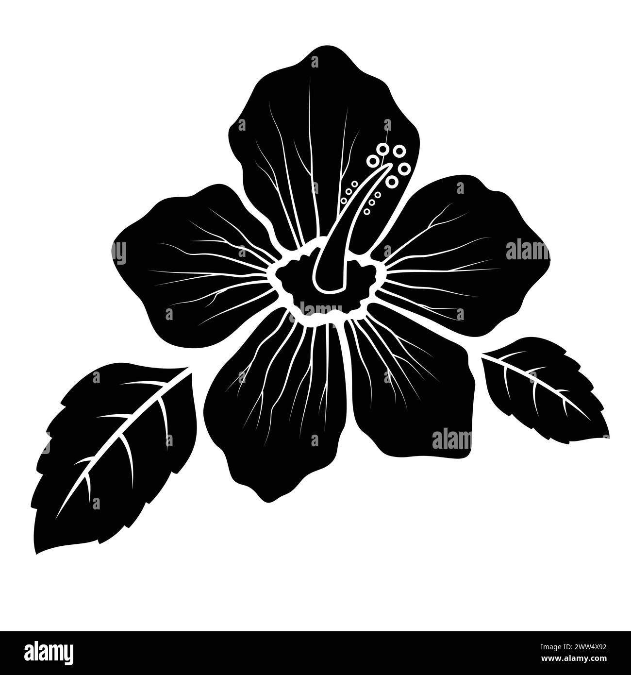 Hibiskus Blume Silhouette Konzept, Vektor-Illustration Stock Vektor