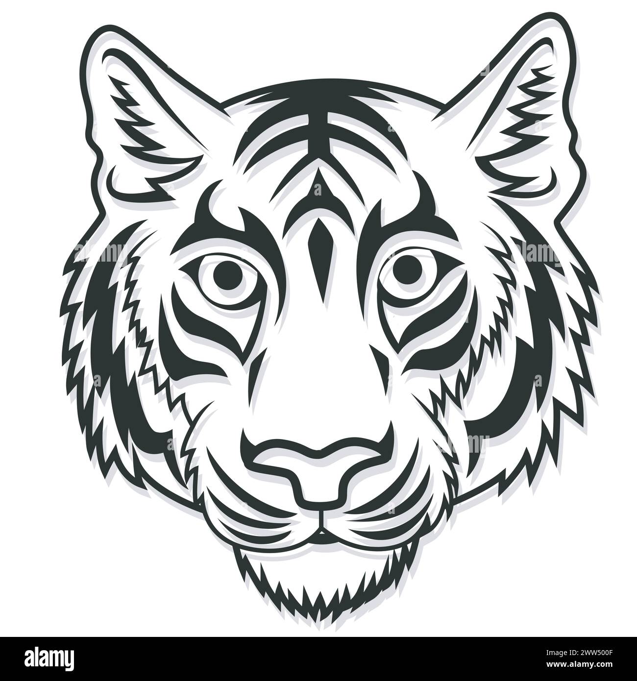 Tiger Head Mascot Team Sport Outline, Vektor-Illustration Stock Vektor