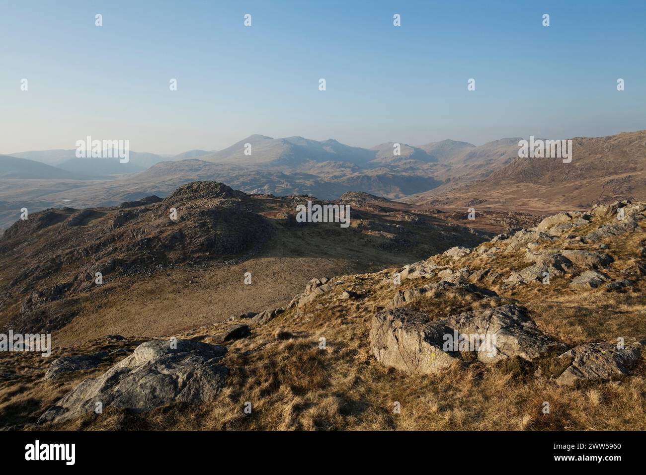 Der Scafell Pike Ridge von Green Crag, im englischen Lake District Stockfoto