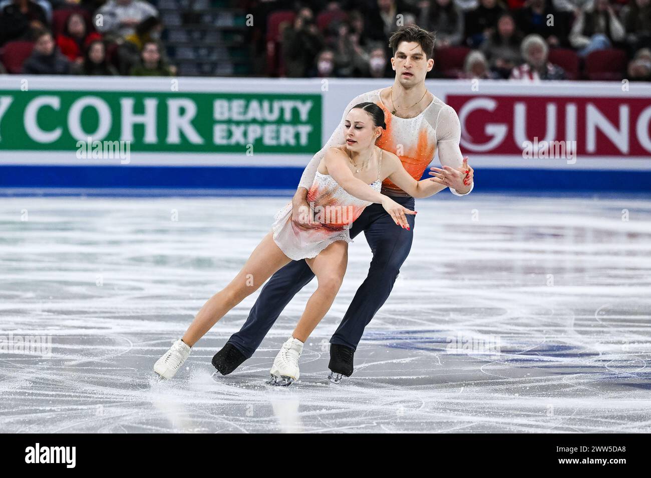 Montreal, Kanada. März 2024. MONTREAL, KANADA - 20. MÄRZ 2024: Lucrezia Beccari und Matteo Gurise (ITA) während der ISU Eiskunstlauf-Weltmeisterschaft im Bell Centre ON in Montreal, Kanada. Quelle: Orange Pics BV/Alamy Live News Stockfoto