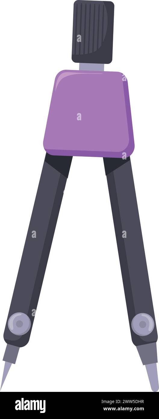 Compass-Zeichentricksymbol für Mathematik. Werkzeug Geometrieschule isoliert auf weißem Hintergrund Stock Vektor