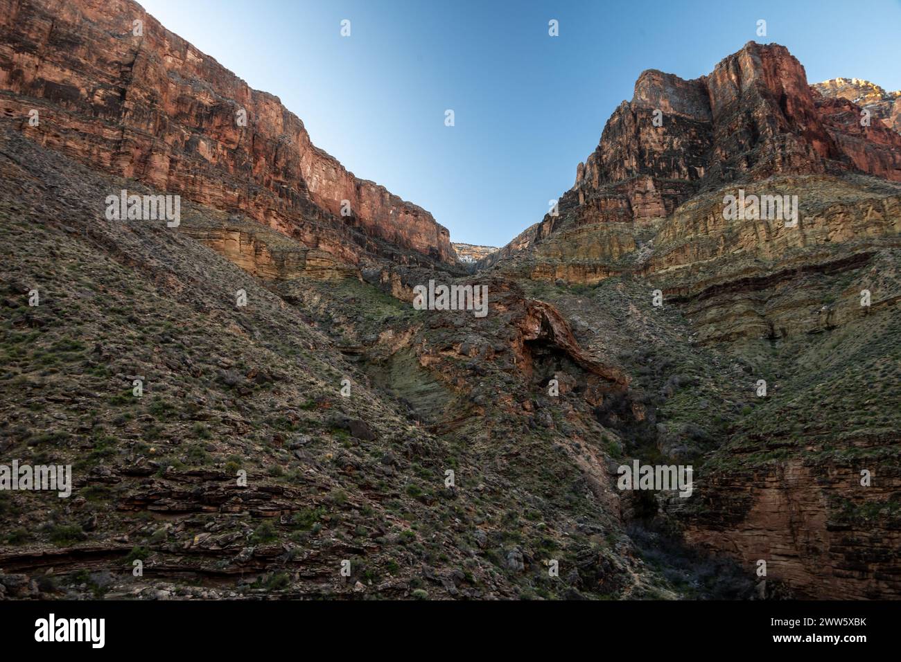 White Butte klettert auf dem Boucher Trail im Grand Canyon Stockfoto