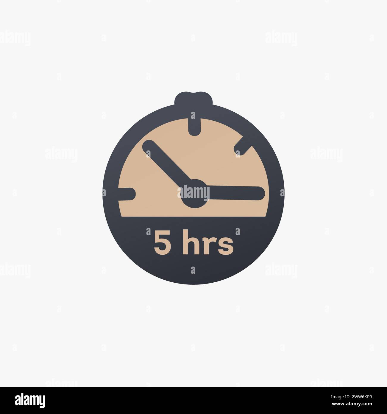 Symbol für die 5-Stunden-Uhr, Symbol für die Zeitverwaltung, Symbol für die 5-Stunden-Stoppuhr Countdown-Zeit Stoppchronometer. Abbildung des Rohteils Vektors isoliert Stock Vektor