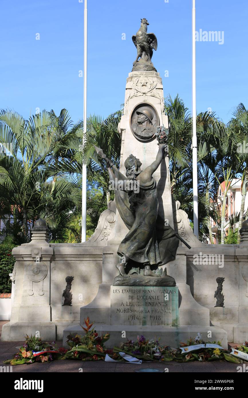 Tribut an die Soldaten von Tahiti, die während des Ersten Weltkrieges von 1914 bis 1918 kämpften. 1.800 junge Polynesier wurden ab 1916 mobilisiert, um zu defe Stockfoto