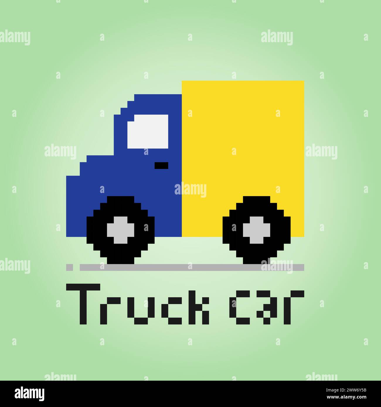 8-Bit-Pixel-Truck. Autotransportobjekt für Spielelemente in Vektorillustration. Stock Vektor