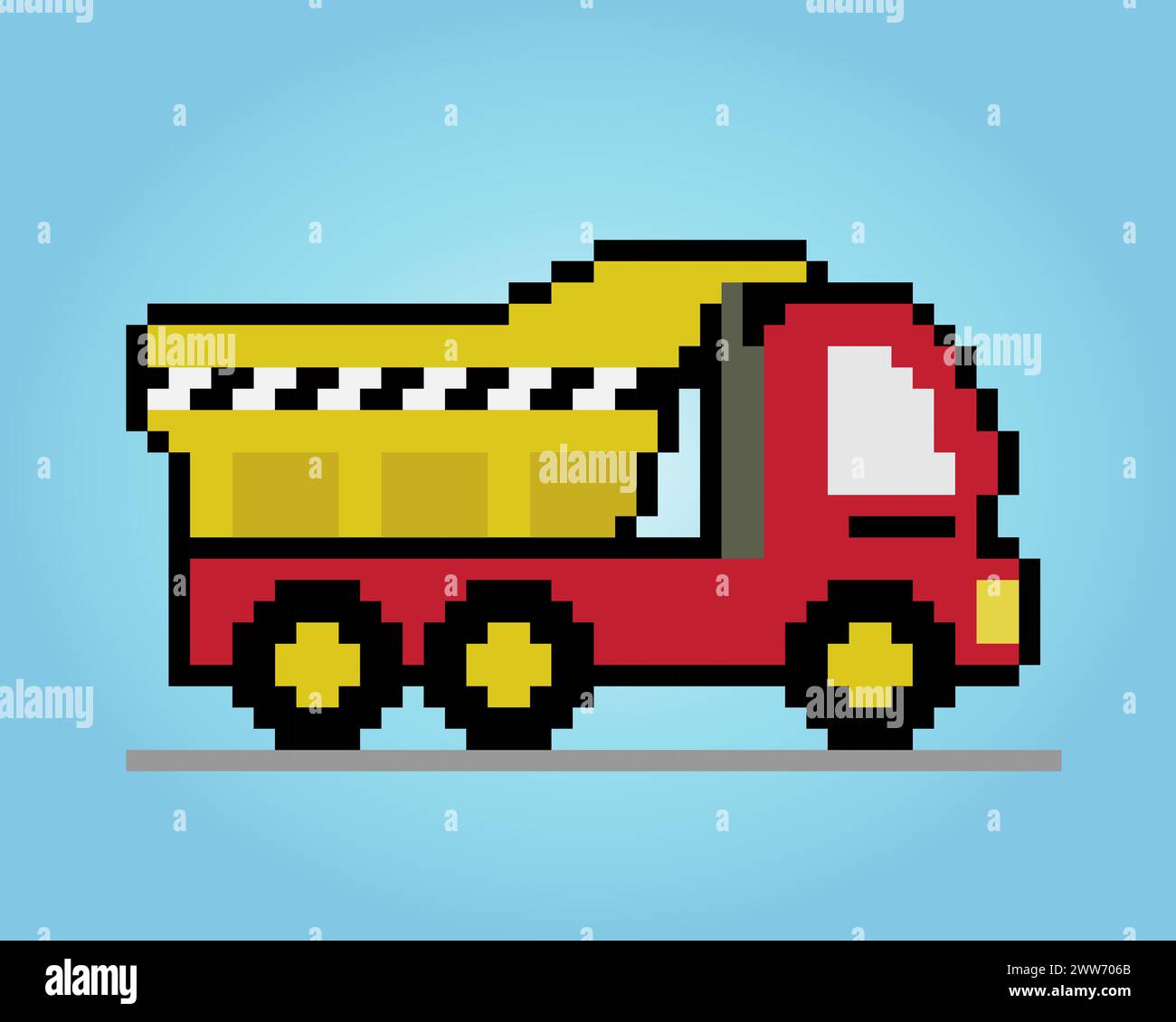 8-Bit-Pixel-Truck. Auto-Pixel in Vektor-Illustration für Spiel-Asset oder Kreuzstichmuster. Stock Vektor