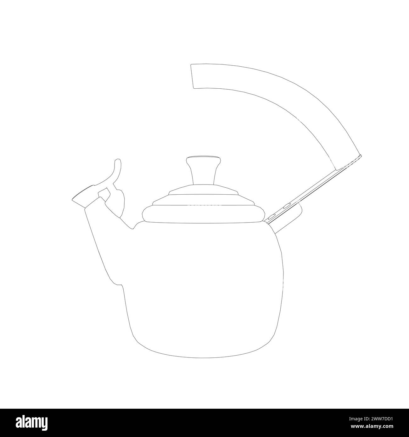 Wasserkocher Vektor-Illustration isoliert auf weißem, Haushaltsgerätlinie umreißen dünnes flaches Design-Zeichen. Stock Vektor Wasserkocher Vektor-Illustration isoliert auf weißem, Haushaltsgerätlinie umreißen dünnes flaches Design-Zeichen. Stock Vektor