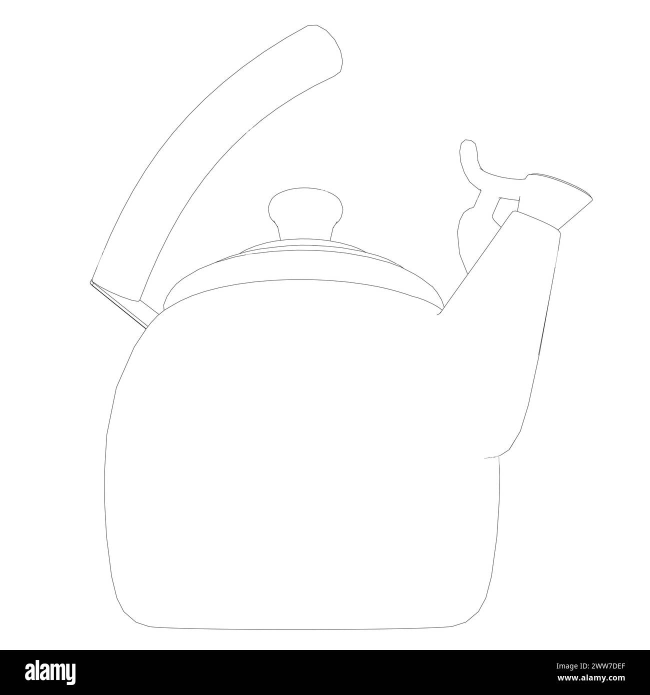 Wasserkocher Vektor-Illustration isoliert auf weißem, Haushaltsgerätlinie umreißen dünnes flaches Design-Zeichen. Stock Vektor Wasserkocher Vektor-Illustration isoliert auf weißem, Haushaltsgerätlinie umreißen dünnes flaches Design-Zeichen. Stock Vektor