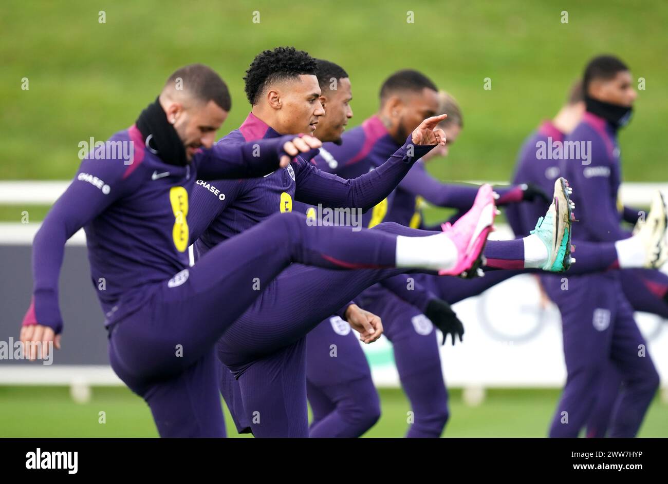 Englands Ollie Watkins (Mitte) während eines Trainings in St. George's Park, Burton upon Trent. Bilddatum: Freitag, 22. März 2024. Stockfoto