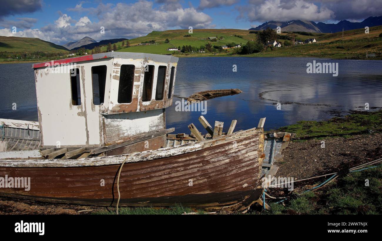 Fischerboot auf der Isle of Skye, Isle of Skye, Schottland, Großbritannien Stockfoto