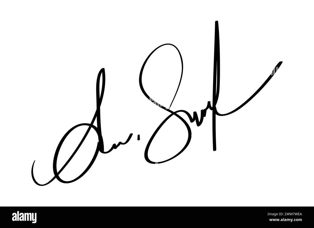 Manuelle Unterschrift für Dokumente auf weißem Hintergrund. Hand gezeichnete Kalligraphie-Schriftzüge Vektor-Illustration Stock Vektor