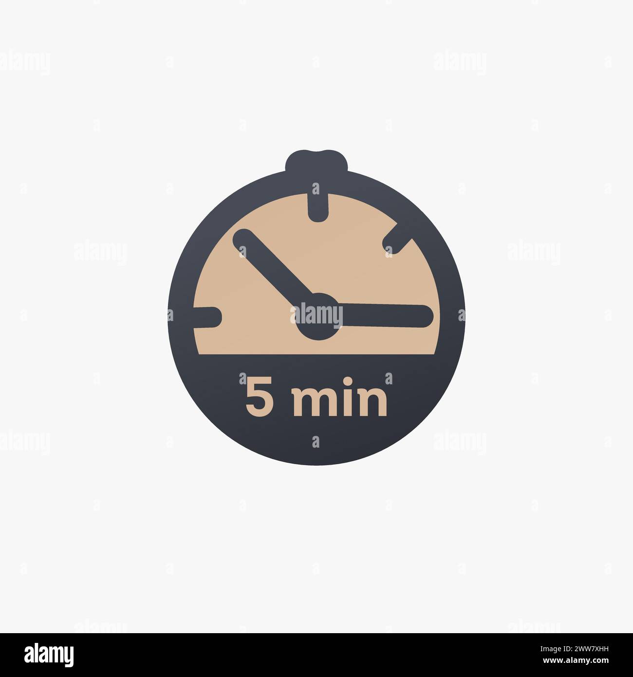 5 Minuten, Stoppuhr-Vektorsymbol. Uhrensymbol im flachen Stil. Abbildung des Rohteils Vektors isoliert Stock Vektor