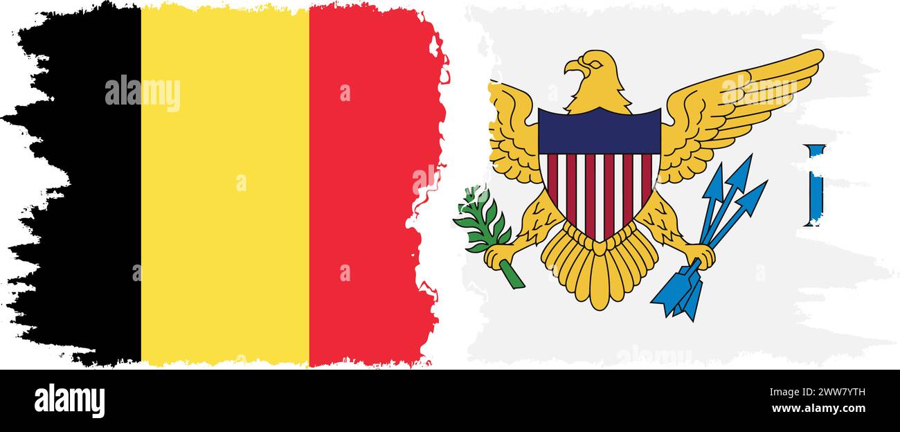 Vereinigte Staaten Jungferninseln und Belgien Grunge Flaggen Verbindung, Vektor Stock Vektor