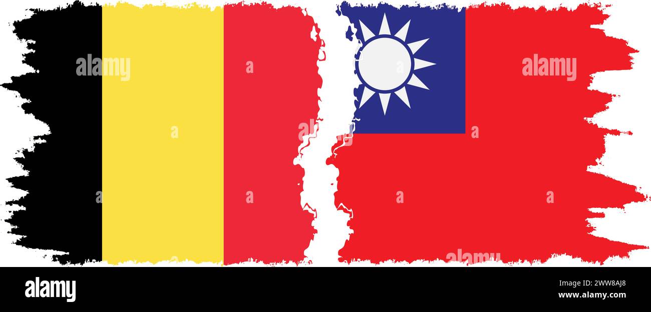 Taiwan und Belgien Grunge Flags Verbindung, Vektor Stock Vektor