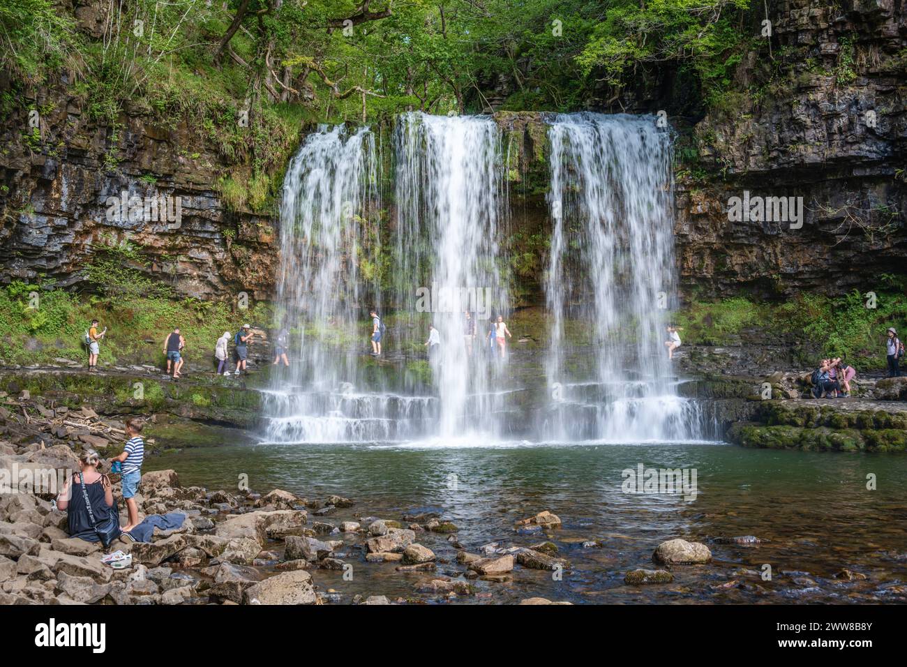 Sgwd yr Eira Waterfall, Wales, Großbritannien Stockfoto