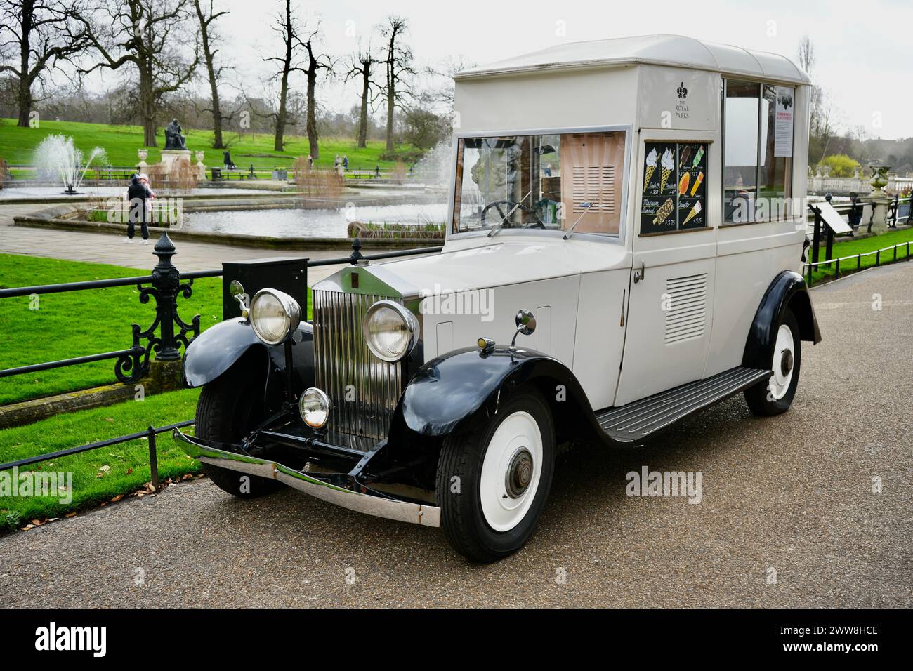 Royce Phantom II Eiswagen im Kensington Park. Stockfoto